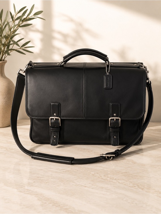 Coach Handbags - Coach Metropolitan Black Leather Briefcase Messenger Laptop Bag F6455